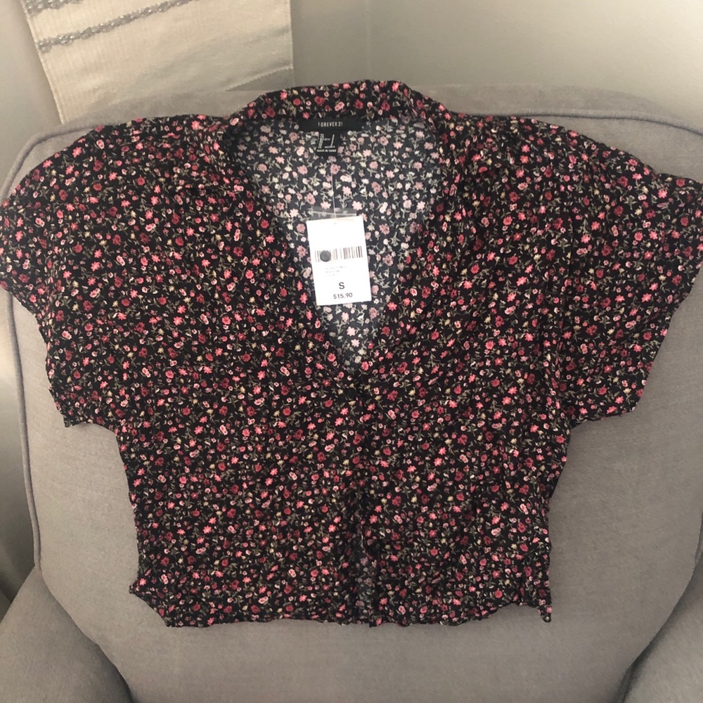f21 cropped collared shirt